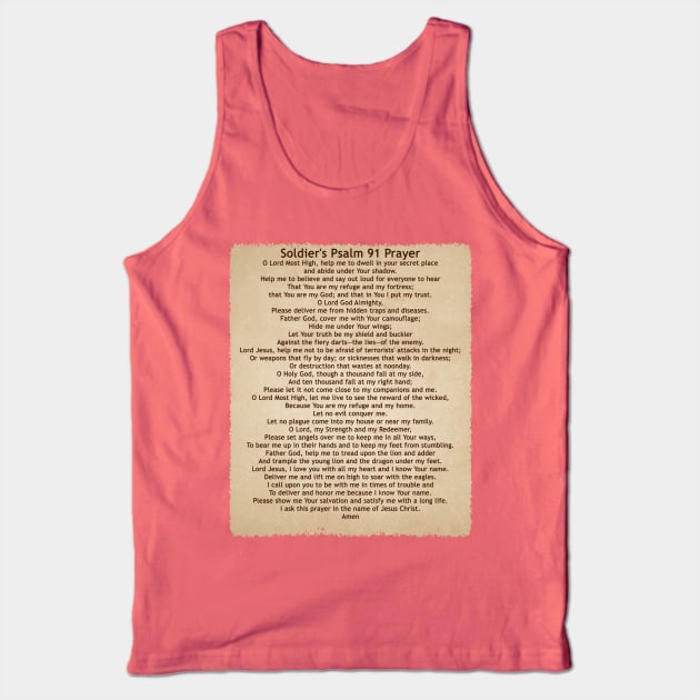 Soldier's Prayer - A Psalm 91 Prayer for Soldiers on T-shirts Tank Top by zharriety